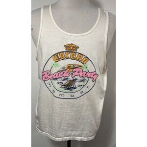 Vintage Corona Beach Party Tank Top White Mens XL Cotton Graphic Tee